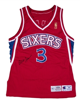 1996-97 Allen Iverson Game Used & Signed 76ers Rookie Road Jersey Photo Matched To 3 Games Including First Career NBA Road Game (Sports Investors Authentication & JSA)